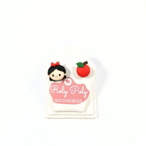 Disney Tsum Tsum Snow White Apple Princess Earrings Polymer Clay - Picture 2 of 2